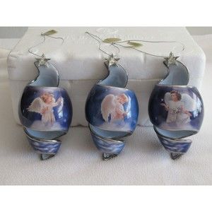 3 Starlight Blessings Christmas Ornaments Bradford Editions Porcelain Angel Star